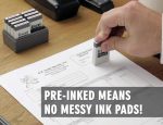 ExcelMark Mini Office Message Rubber Stamp Set - Red Ink - Storage Tray Included - Image 3